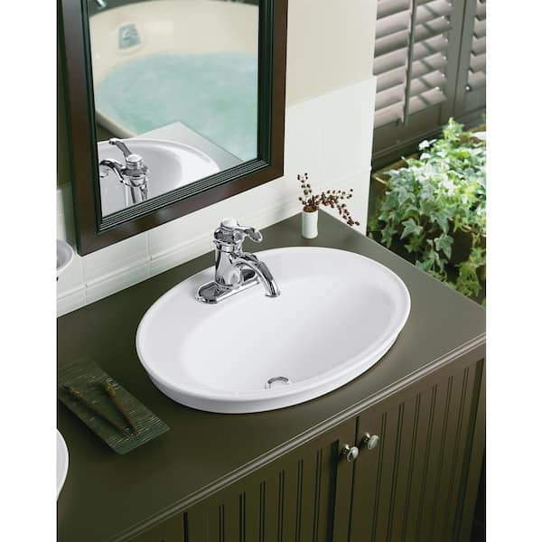 KOHLER Serif 22-1/4 in. Drop-In  Vitreous China Bathroom Sink in White with Overflow Drain