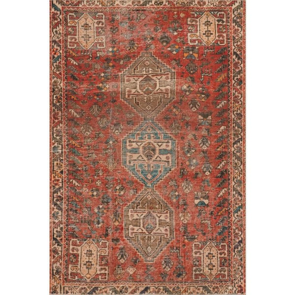 Xavia Medallion Washable Area Red 10 ft. x 14 ft. Indoor Area Rug