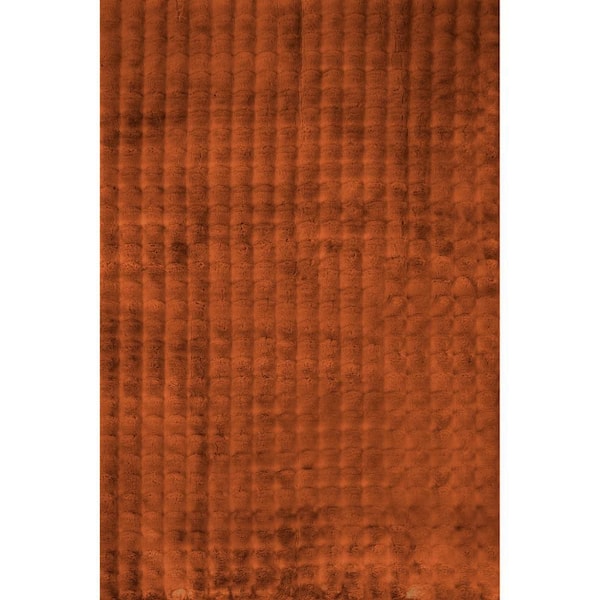 Ivana Checkered Plush Cloud Washable Brick 7.6 ft. x 9.6 ft. Indoor Area Rug