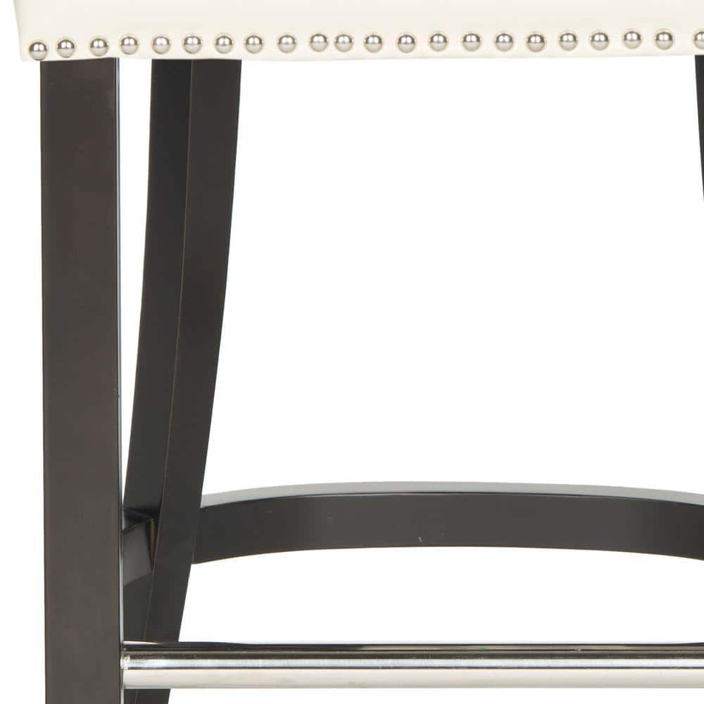 Espresso Birchwood and Flat Cream Bicast Leather Counter Stool