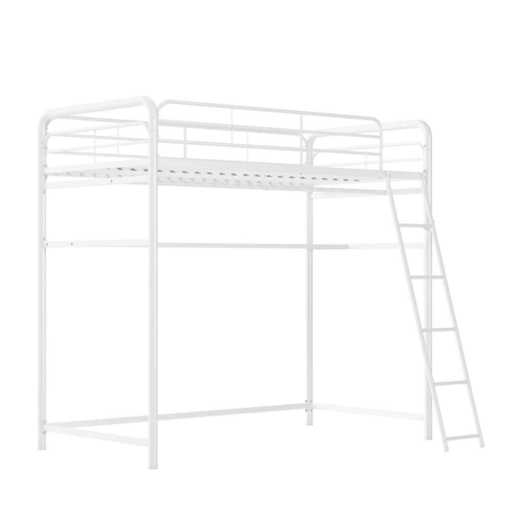 DHP AVI White Closet Storage Twin Metal Loft Bed DE55075 - The Home Depot