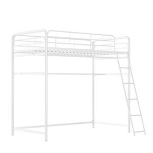 AVI White Closet Storage Twin Metal Loft Bed