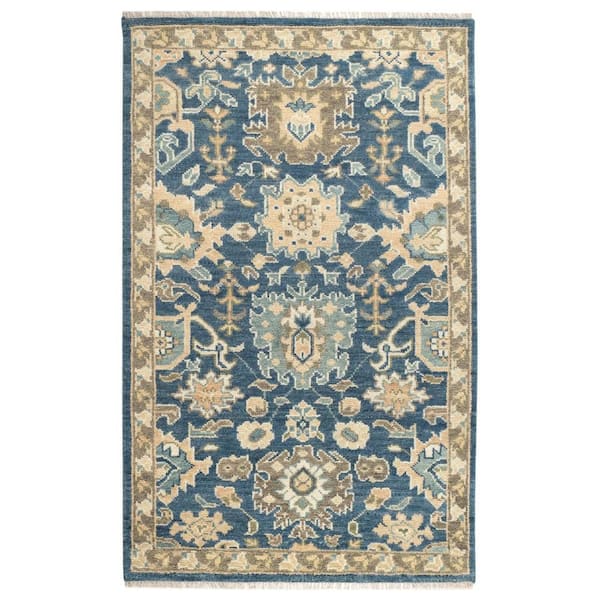 Camille Hand Knotted Wool Navy 3 ft. x 8 ft. Indoor Runner Rug