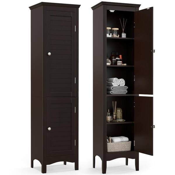 Costway Bathroom Floor Cabinet Storage Organizer Free-Standing w/ - On Sale  - Bed Bath & Beyond - 33239608