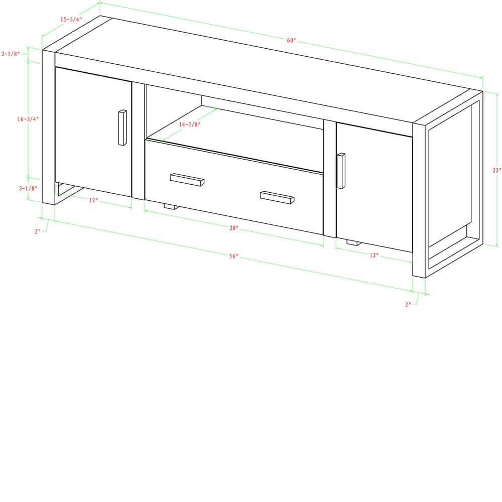 Gray Charcoal 60" Industrial Wood TV Stand with Cabinets