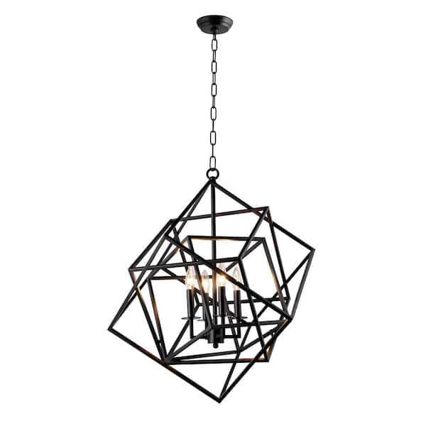 Unbranded 4-Light Matte Black Candle Chandelier with no Bulbs Included