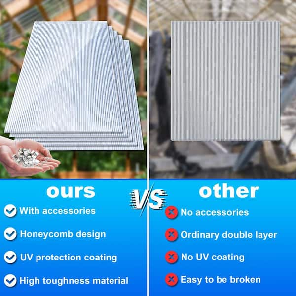 4 ft. Polycarbonate Panels Set Twin Walled Roof Panel in White (14-Pieces)