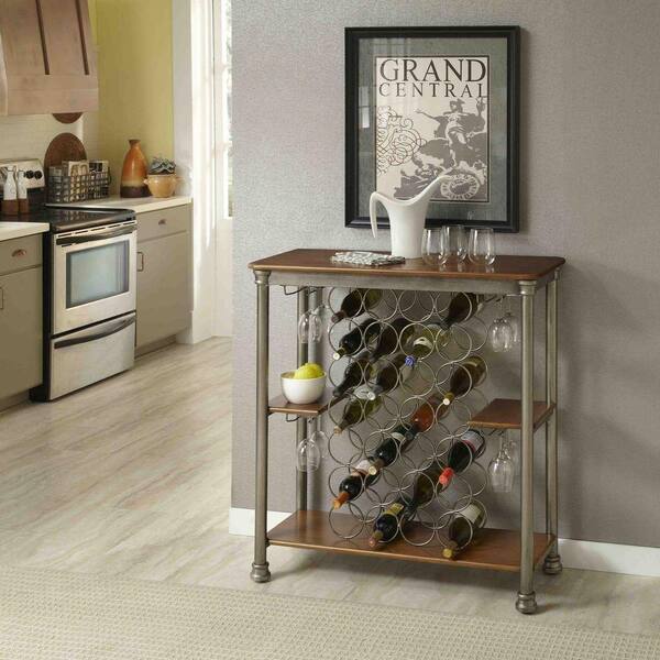 Home Styles 40.5 in. H x 38 in. W x 16 in. D Wood Storage Wine Rack