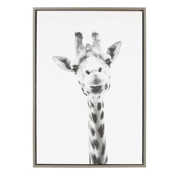 Kate and Laurel 33 in. x 23 in. "Giraffe" by Tai Prints Framed Canvas Wall Art
