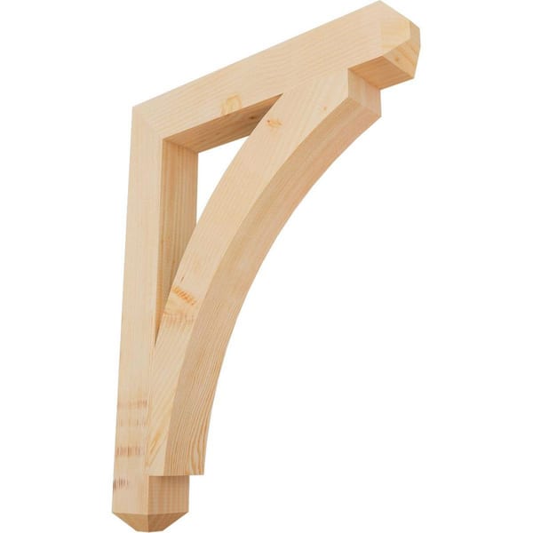Ekena Millwork 3.5 in. x 34 in. x 26 in. Douglas Fir Thorton Craftsman Smooth Bracket
