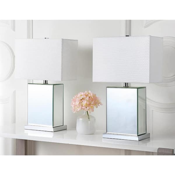 Dana 23 in. Clear Moden Table Lamp with Off-White Shade (Set of 2)