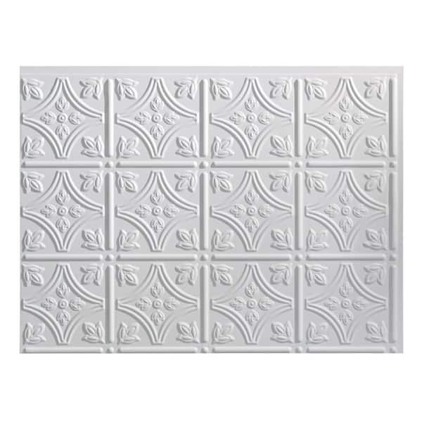 Fasade 18.25 in. x 24.25 in. Matte White Traditional Style # 1 PVC Decorative Backsplash Panel