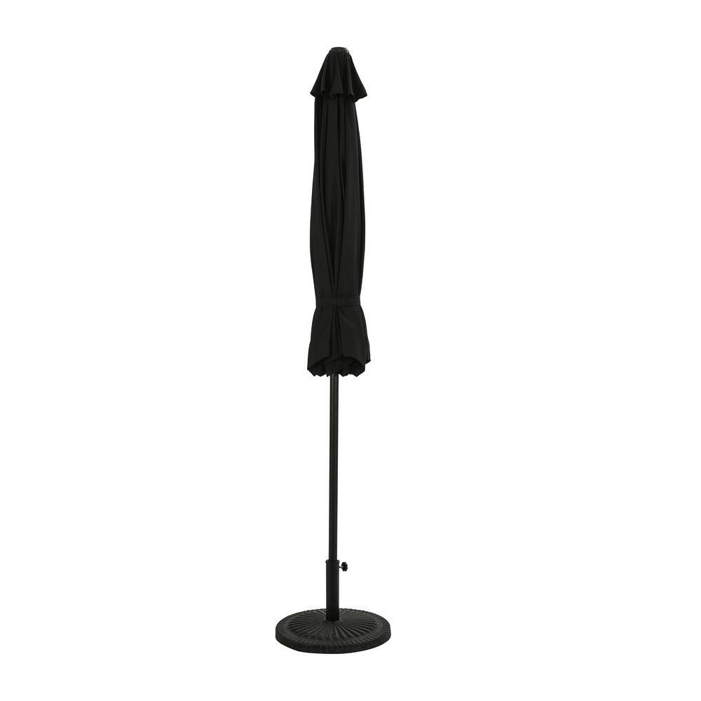 9-Foot Black Aluminum Market Patio Umbrella with Auto-Tilt