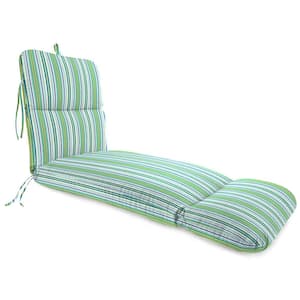 74 in. x 22 in. Clique Fresco Blue Stripe Rectangular Knife Edge Outdoor Chaise Lounge Cushion with Ties and Hanger Loop