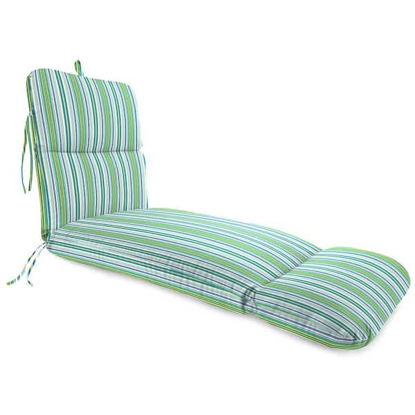 Jordan Manufacturing 74 in. x 22 in. Clique Fresco Blue Stripe Rectangular Knife Edge Outdoor Chaise Lounge Cushion with Ties and Hanger Loop