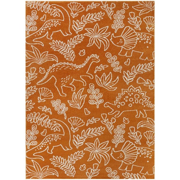 BALTA Happy Dinos Orange 5 ft. 3 in. x 7 ft. Animal Print Area Rug