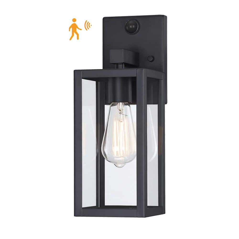14.1 in. Matte Black Motion Sensor Outdoor Hardwired Wall Lantern Scone price history on PriceWatchPro