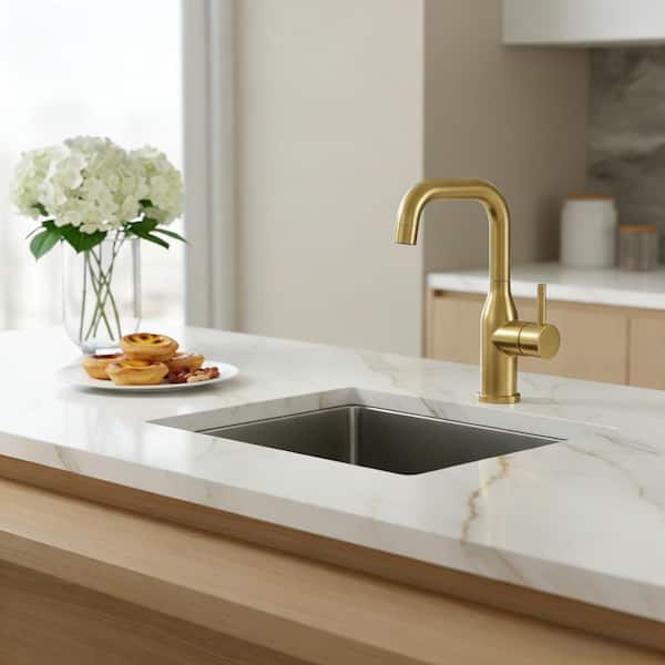 Single Handle Bar Faucet Deckplate Not Included in Brushed Gold