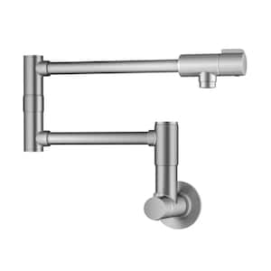 Bolden 2 Handle Wall Mount Pot Filler Faucet with Retractable Arm in Spot-Free Stainless Steel