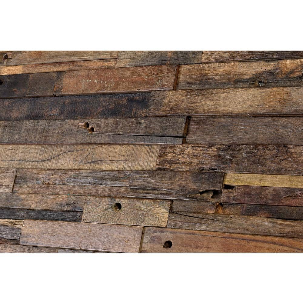 24" x 12" Natural Brown Reclaimed Wood Mosaic Tile