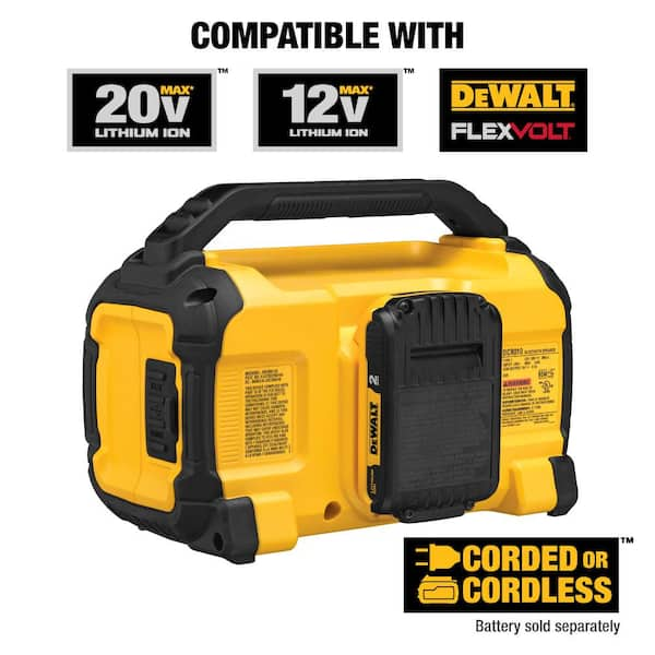 DEWALT 20V MAX Lithium Ion Cordless Bluetooth Speaker with 4 20V