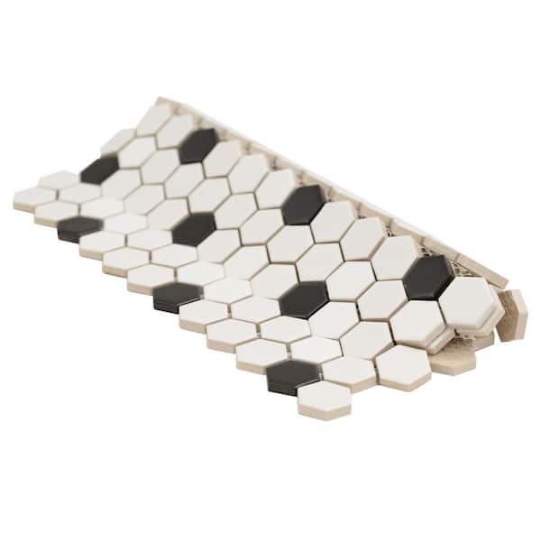 Adelaide Hexagon Black and White Dot 10.16 in. x 11.71 in. Matte Porcelain Floor and Wall Tile (12.45 sq. ft./Case)