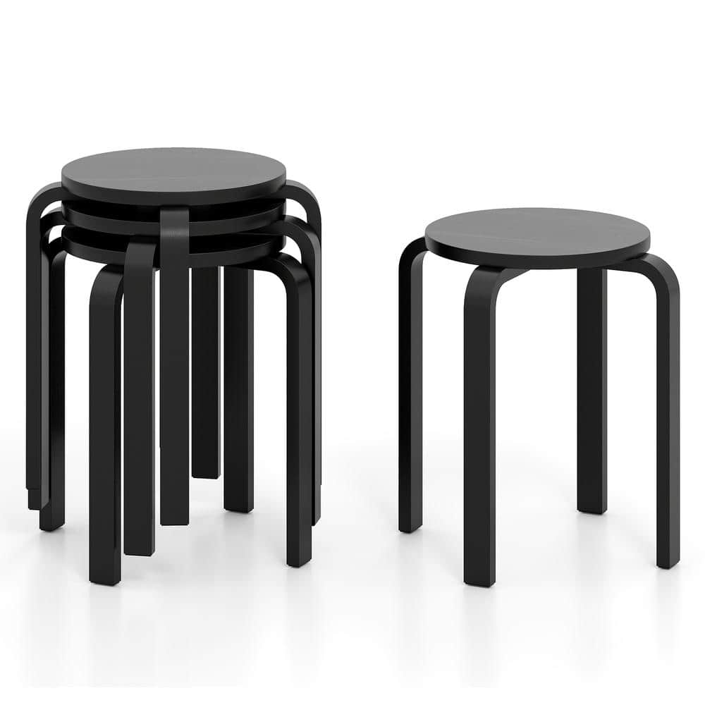 Set of 4 18 Inch Stackable Bentwood Dining Chairs with Round Top-Black price history on PriceWatchPro