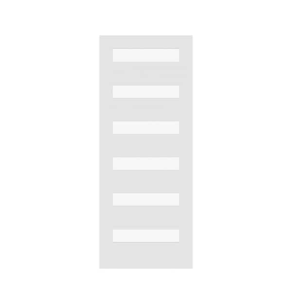 24 in. x 80 in. 6-Lite Wood Satin Glass Primed Left-Handed Solid Core MDF Single Prehung Interior Door