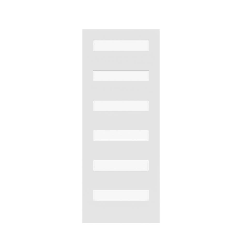 30 in. x 80 in. Primed MDF Satin Glass 6-Lite Right-Handed Interior Door