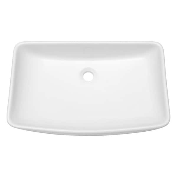 LORDEAR 24 in . Undermount Rectangular Bathroom Vessel Sink in White