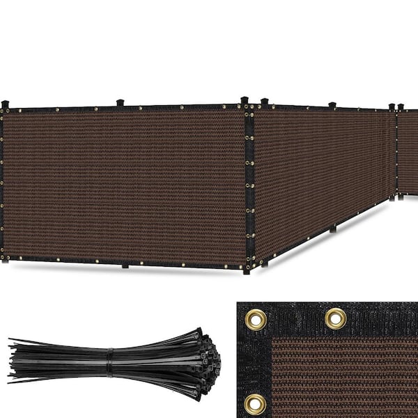 Ultra Heavy-Duty 200 GSM Privacy Fence Screen Brown 5 ft. x 40 ft. Non-Recycled Polyethylene 90% Cable Zip Ties
