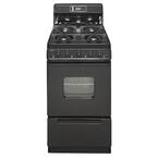 20 in. 2.42 cu. ft. Freestanding Gas Range with Sealed Burners in Black