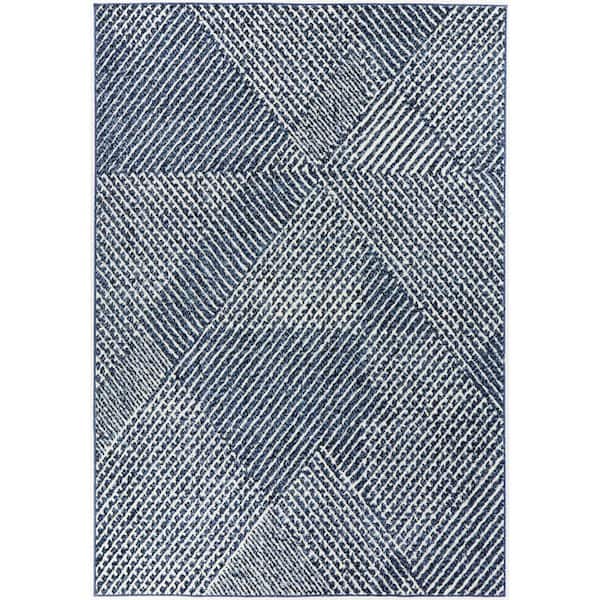 BALTA Whitaker Navy Blue 5 ft. x 7 ft. Abstract Area Rug