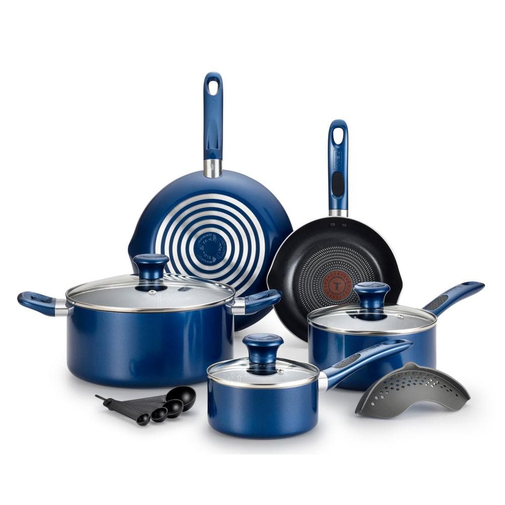 T-Fal Excite 14-Piece Non-stick Cookware Set Blue B037SE64 - 9654256