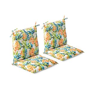 20 in. x 37 in. x 3 in. Pineapples Outdoor Mid-back Dining Chair Cushion (2 Pack)