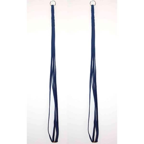 Primitive Planters 36 in. Navy Blue Fabric Plant Hangers (2-Pack)