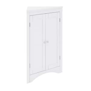 24 in. W x 12 in. D x 32 in. H in White Assembled Floor Corner with Doors and Shelves for Bathroom, Kitchen Cabinet