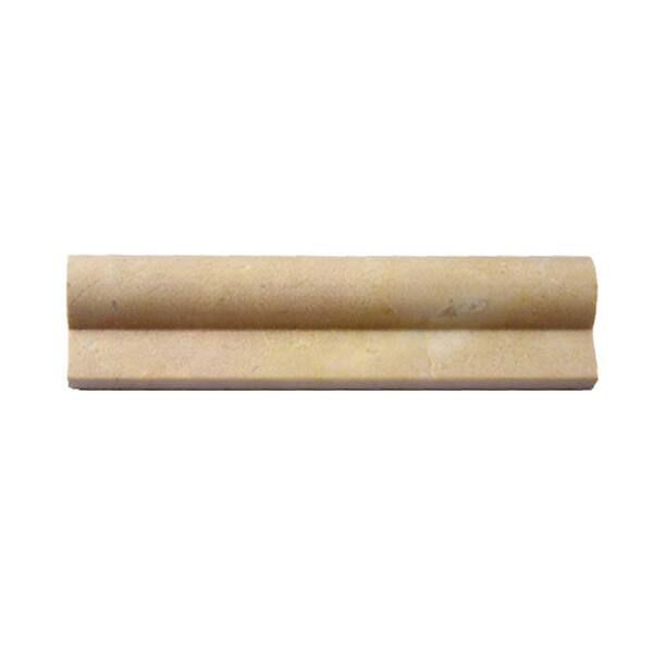 Ivy Hill Tile Brushed Crema Marfil Honed Marble Chair Rail Trim Tile - 2 in. x 8 in. Tile Sample