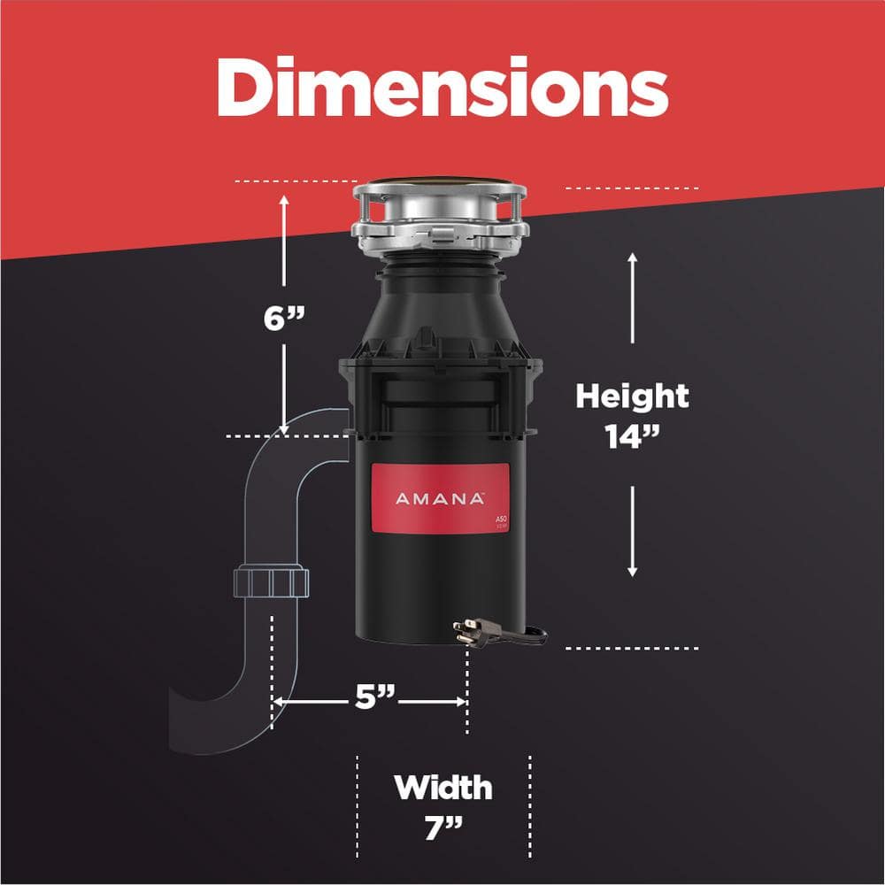 Amana 1/2 HP Black Continuous Feed Garbage Disposal with Cord