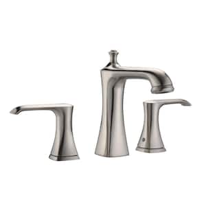 8 in. Widespread 2-Handle Deck Mount Bathroom Faucet Spot Resist in Brushed Nickel