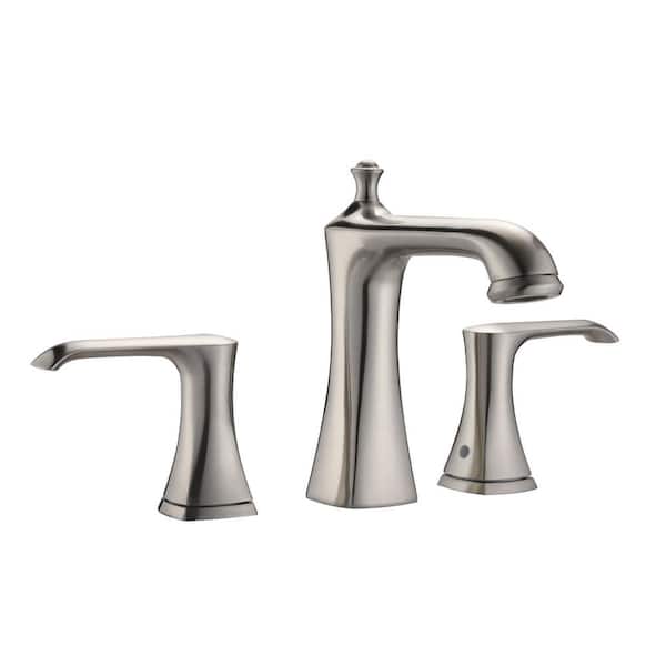GIVING TREE 8 in. Widespread 2-Handle Deck Mount Bathroom Faucet Spot Resist in Brushed Nickel