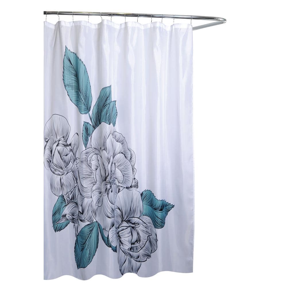 70 in. x 72 in. Multi Blue Sketch Shower Curtain