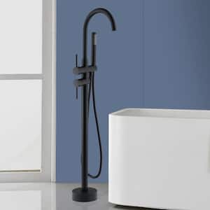 45 5/8-in 2-Handle Residentail Freestanding Bathtub Faucet with Hand Shower in Matte Black