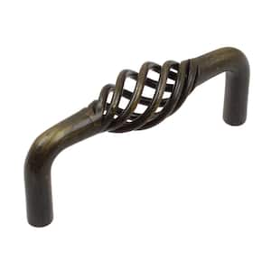 3 in. Antique Brass Birdcage Cabinet Drawer Center-to-Center Pull (10-Pack)