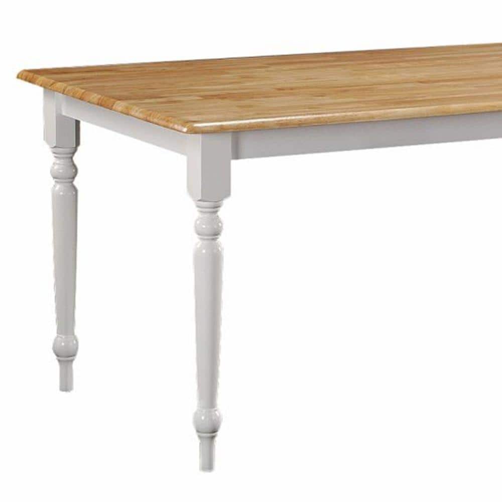Elegant Transitional Rectangular Dining Table in Brown & White