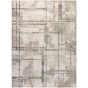 Eco-Friendly Ivory Multicolor 8 ft. x 10 ft. Abstract Contemporary Area Rug