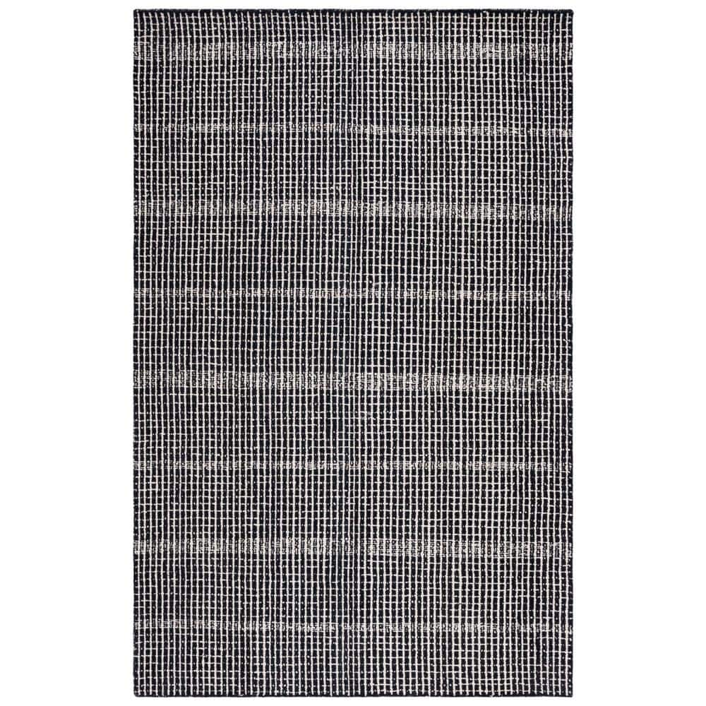 Handmade Black Abstract Wool 4' x 6' Tufted Area Rug