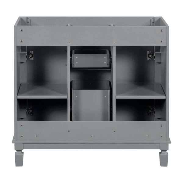 FUNKOL 35.9 x 17.9 x 34 In. Gray Vertical Bathroom Cabinet with 2 Drawers and 2 Soft Close Doors, Top Sink Not Included