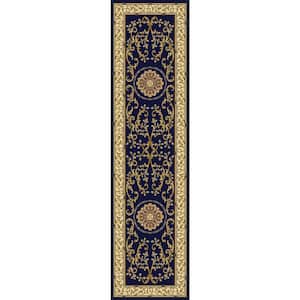 Noble Navy 2 ft. x 8 ft. Traditional Medallion Oriental Area Rug