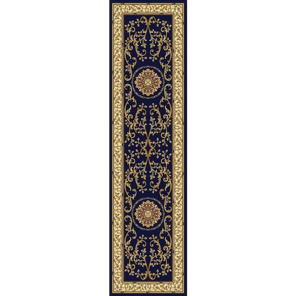 Noble Navy 2 ft. x 8 ft. Traditional Medallion Oriental Area Rug